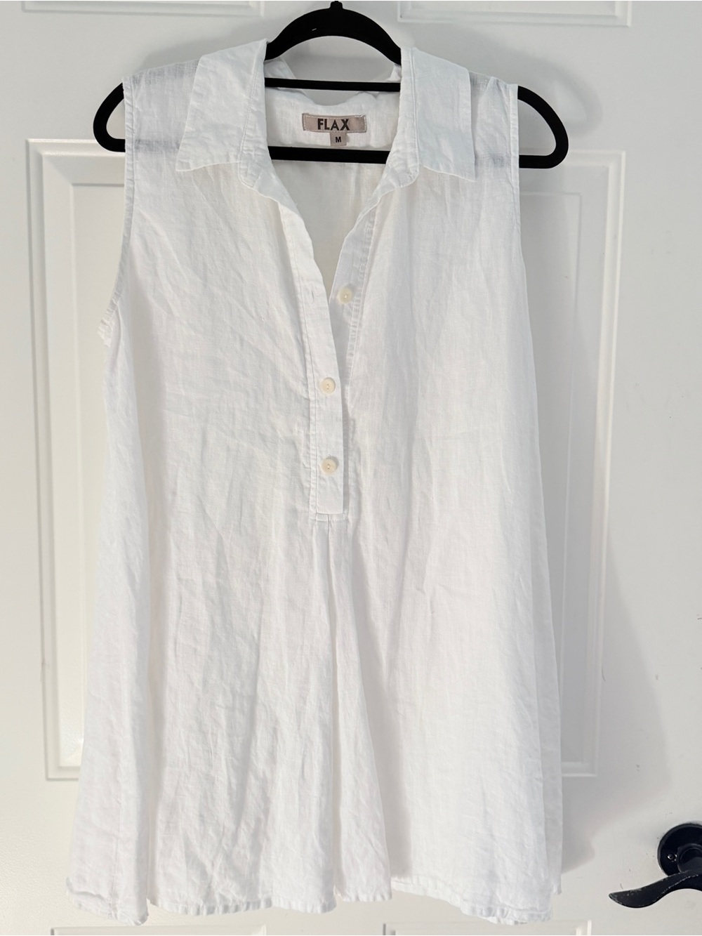 FLAX White Sleeveless Linen Tunic Top Size Medium